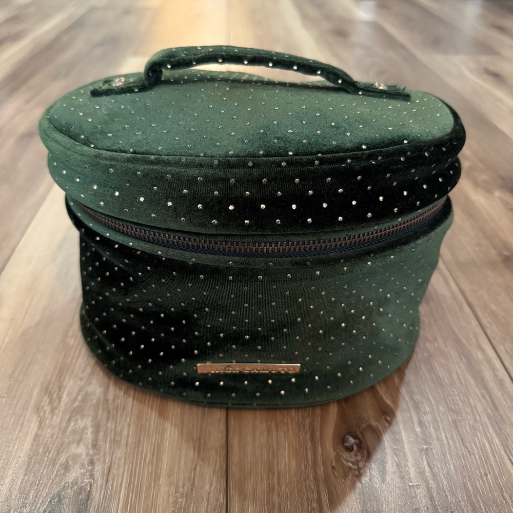 Vince Camuto Olive/ Hunter Green Velvet Studded Cosmetics Bag